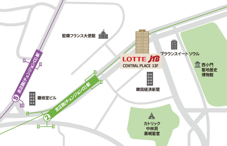 LOTTEJTB 本社に行き方 